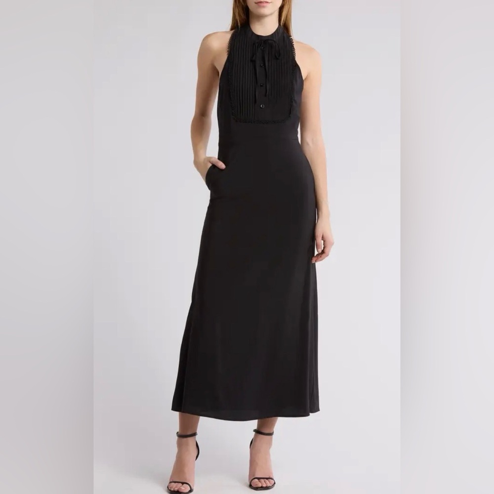 NWOT Area Stars Elegant Black Maxi Dress Cami Maxi Halter Dress L
